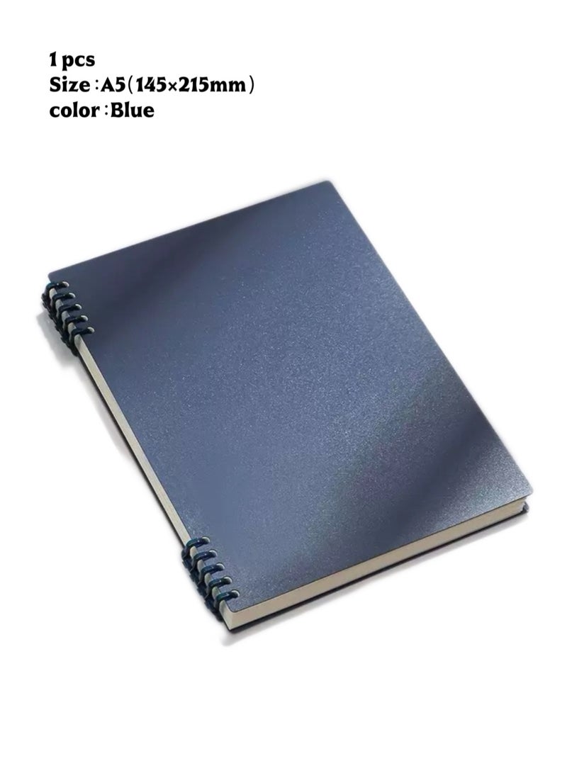 دفتر حلزوني، غلاف صلب A5، 60 صفحة / 120 صفحة، دفتر فخم للدراسة، العمل والتخطيط الشخصي（أزرق）